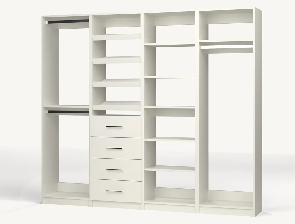 A run of reach-in closet modules, the kind you lay out in the Closet Builder.